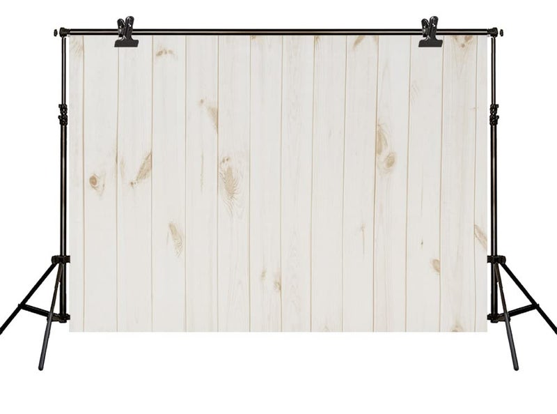 Harfirbe 7x5ft/2.2x1.5m White Wood Backdrops Wooden Backgrounds for Photography Studio - Image 1
