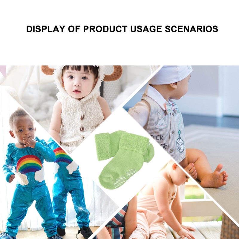 Baby Socks for Boys and Girls Autumn and Winter Newborn Cotton Thickening Loose Mouth Children Socks Size for 1-3 Years Old ( Green) - Image 3