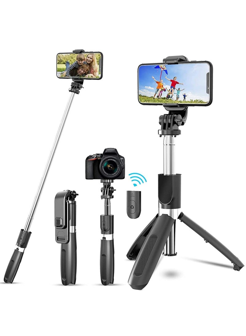ELTRAZONE Portable 40 Inch Aluminum Alloy Selfie Stick (Black-E) - Image 1