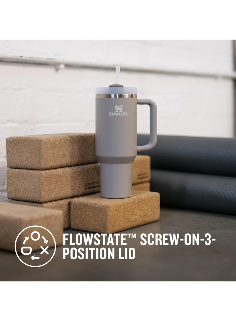 Stanley - Quencher H2.0 FlowState™ Tumbler 40 OZ – Vacuum Insulated Stainless Steel Water Bottle with Reusable Straw, Handle, and Leak-Resistant Lid – Keeps Drinks Cold 11H/Iced 48H – Dishwasher Safe Travel Mug – Ash Color - Image 1