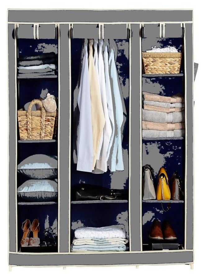 OBBO Plastic 3-Door Foldable Wardrobe 10 Rack Storage Cabinet for Clothes, Shoes & Accessories, Durable & Space-Saving Closet Organizer 162 cm x 44 cm x 138 cm-Grey - Image 1
