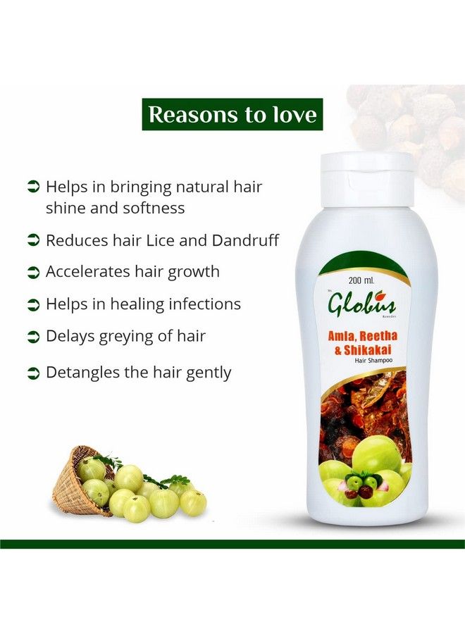Globus Remedies Amla Reetha Shikakai Hair Shampoo 200 Ml (Pack Of 4) - Image 4