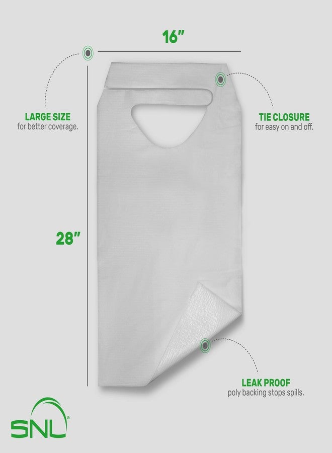 SNL Quality Disposable Adult Poly-Lined Bibs - 16" X 28" - Tie-Back (Pack of 100) - Image 2