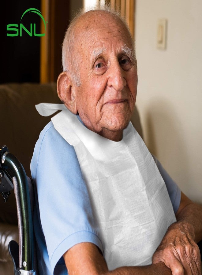 SNL Quality Disposable Adult Poly-Lined Bibs - 16" X 28" - Tie-Back (Pack of 100) - Image 3