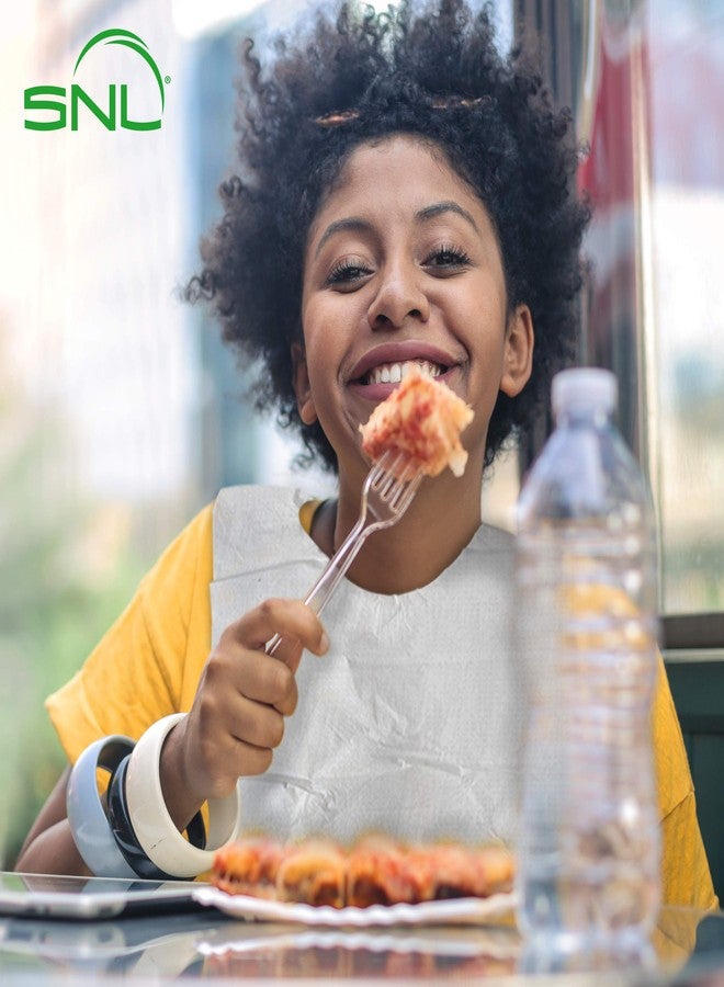 SNL Quality Disposable Adult Poly-Lined Bibs - 16" X 28" - Tie-Back (Pack of 100) - Image 4