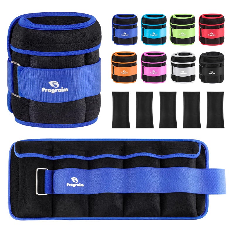 Fragraim Adjustable Ankle Weights 1-5 LBS Pair with Removable Weight for Jogging, Gymnastics, Aerobics, Physical Therapy, Resistance Training|Each 0.5-2.5 LBS, Total 5LBS, Blue - Image 1