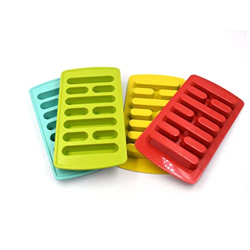 ZeniZeni Flexible Plastic Long Stick Kit kat Shape Ice Cube Tray Ice Cube Mold for Water Bottle Pack of 4 Pcs (Multi Color) - Image 4