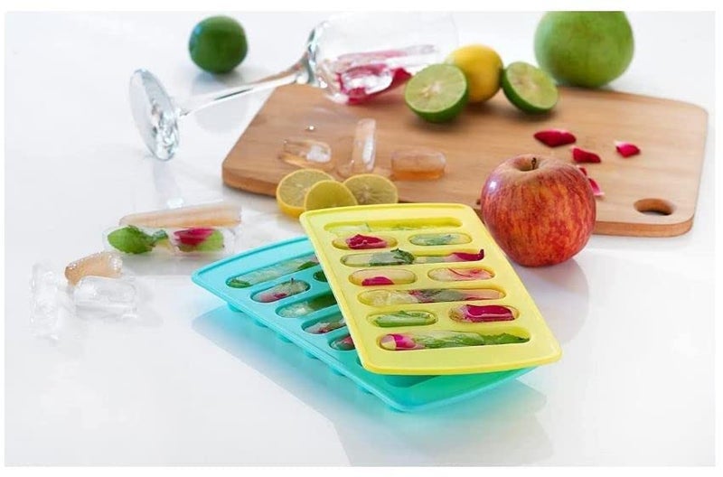 ZeniZeni Flexible Plastic Long Stick Kit kat Shape Ice Cube Tray Ice Cube Mold for Water Bottle Pack of 4 Pcs (Multi Color) - Image 2