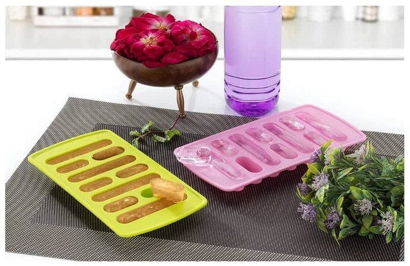 ZeniZeni Flexible Plastic Long Stick Kit kat Shape Ice Cube Tray Ice Cube Mold for Water Bottle Pack of 4 Pcs (Multi Color) - Image 3