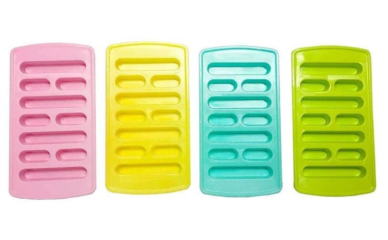 ZeniZeni Flexible Plastic Long Stick Kit kat Shape Ice Cube Tray Ice Cube Mold for Water Bottle Pack of 4 Pcs (Multi Color) - Image 1