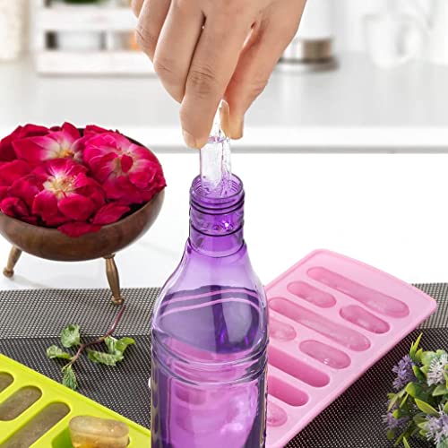 ZeniZeni Flexible Plastic Long Stick Kit kat Shape Ice Cube Tray Ice Cube Mold for Water Bottle Pack of 4 Pcs (Multi Color) - Image 5