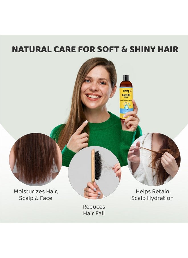 Rey Naturals - Castor Oil For Hair Growth Plus Hyaluronic Hair Oil | Castor Oil Cold Pressed | Castor Oil For Skin | Castor Hair Oil | Skin Care, Moisturizer For Dry Skin, Nails, Eyelash - 100Ml - Image 1