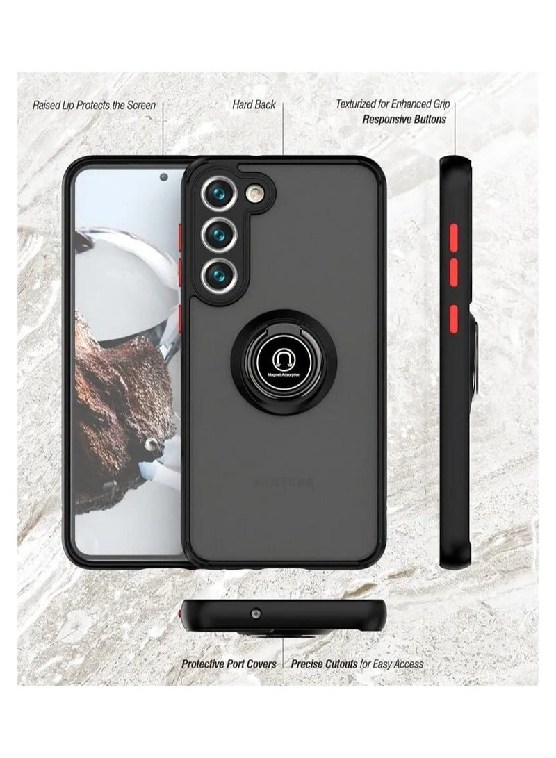 ATECH Matte Back Case with 360 Degrees Rotate Metal Magnetic Ring Kickstand Cover For Samsung Galaxy S23 Plus Blue - Image 2