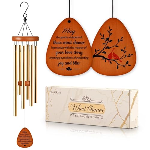 SteadStyle Happy Anniversary Decorations for Couples Parents Husband Wife Wedding Anniversary Keepsake Wind Chimes