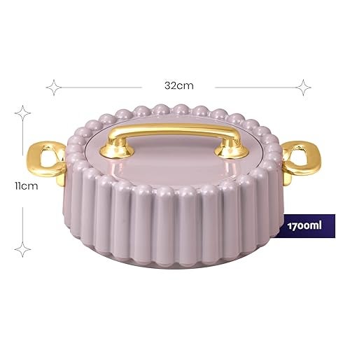 Selvel Volvo Casserole Insulated Hot Pot with Stainless Steel Inner Single| Roti Casserole | Hot Box for Kitchen | Chapati, Roti, Biryani | Keeps Food Hot & Fresh (Goldstar Lid Grey, 1700ml) - Image 5