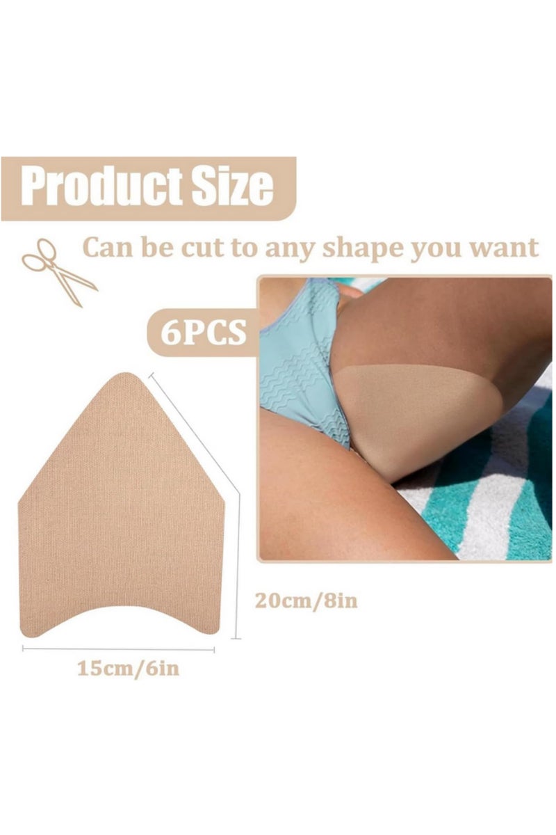 6PCS Thigh Friction Tape Anti Chafing Invisible Thigh Protection Patches Transparent Skin Tape for Inner Thighs Cellulite and Skin Lift Waterproof Skin Adhesive for Thigh Guards Chafe Relief Stickers - Image 4