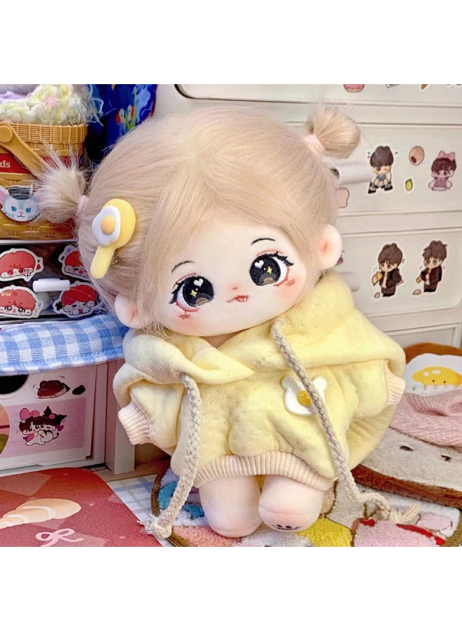 Cotton Doll 20cm Small Velvet Non-attribute Plush Doll Female Doll Dress-up Doll For Girls Birthday Gift Doll Clothes-Specifications:20cm With Skeleton-Color:Small Velvet Nude Baby + Hairstyle + Waffle Steamed Egg Sweater - Image 4