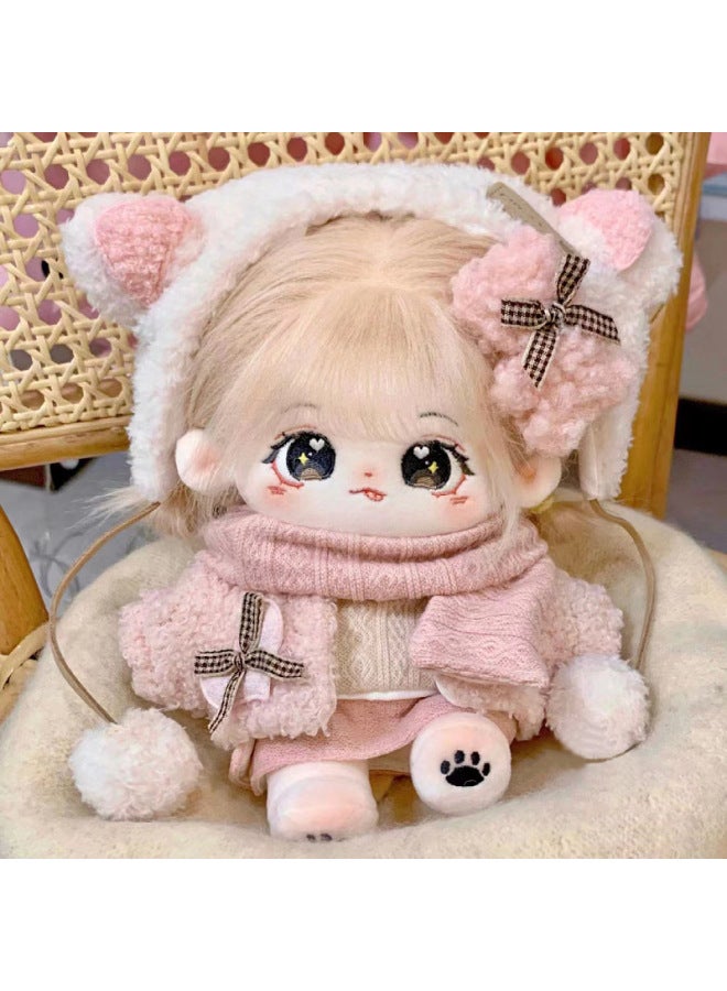 Cotton Doll 20cm Small Velvet Non-attribute Plush Doll Female Doll Dress-up Doll For Girls Birthday Gift Doll Clothes-Specifications:20cm With Skeleton-Color:Small Velvet Nude Baby + Hairstyle + Waffle Steamed Egg Sweater - Image 5