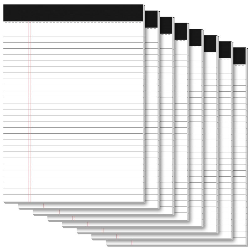 PINJINGPRO 8 Pack Legal Pads 8.5 x 11.75 Notepads Wide Ruled Lined 30 Lines for Writing Notes, 30 Sheets Double-Sided Printing Perforated Note Pads with Strong Cardboard Backing for Office, School, Homework - Image 1