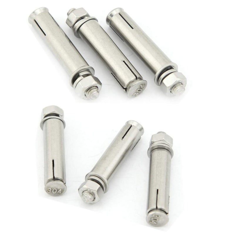 Amycheer Hex Expansion Bolt Hex Head Nut Sleeve 304 Stainless Steel External Furniture Bolt Expanding Shield Anchor Screw Bolt Fastener M8x80mm 5 Pack - Image 3