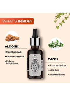 The Man Company 100% Natural Beard Oil - 50 Ml With Almond & Thyme For Faster, Thicker & Longer Beard | Best Beard Growth Oil For Men, Nourishes & Strengthens Uneven Patchy Beard  - Image 3