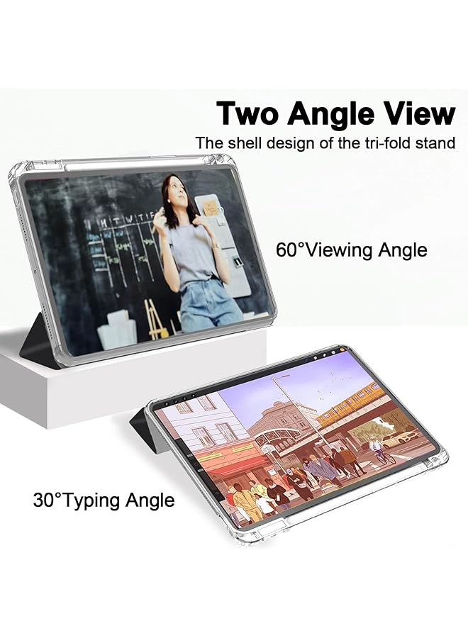 erorex Case For Honor Magic Pad 2 12.3 Inch 2024 Auto Sleep Wake Tablet Unid Series Triple Fold Transparent Case With Pen Holder Tablet Cover For Honor Magic Pad 2 Black - Image 4