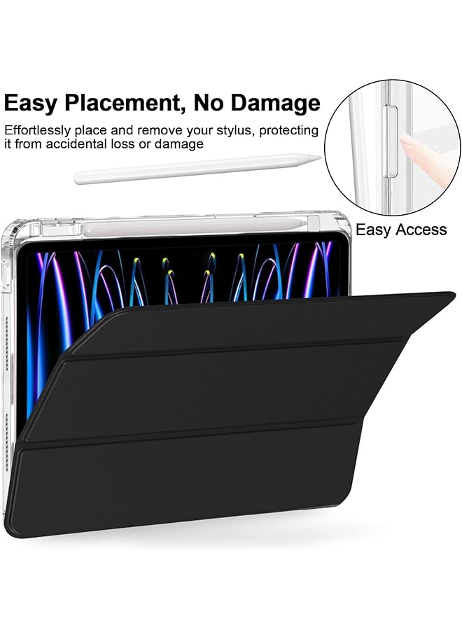 erorex Case For Honor Magic Pad 2 12.3 Inch 2024 Auto Sleep Wake Tablet Unid Series Triple Fold Transparent Case With Pen Holder Tablet Cover For Honor Magic Pad 2 Black - Image 5