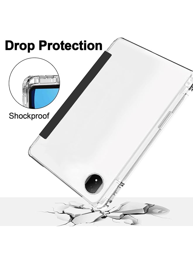 erorex Case For Honor Magic Pad 2 12.3 Inch 2024 Auto Sleep Wake Tablet Unid Series Triple Fold Transparent Case With Pen Holder Tablet Cover For Honor Magic Pad 2 Black - Image 2