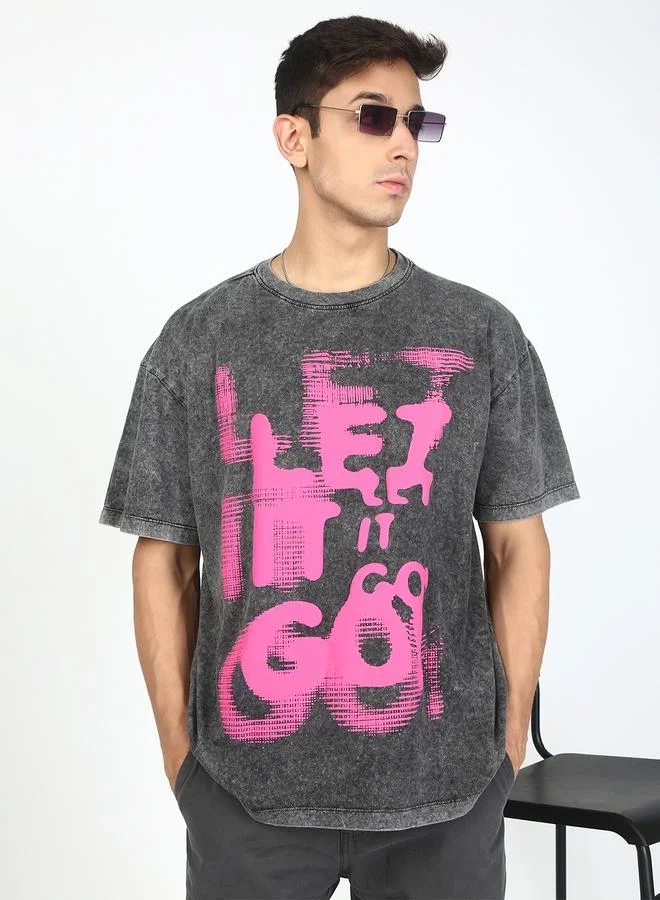 ستايلي Men Grey Acid Wash Graphic T-Shirt By Bene Kleed