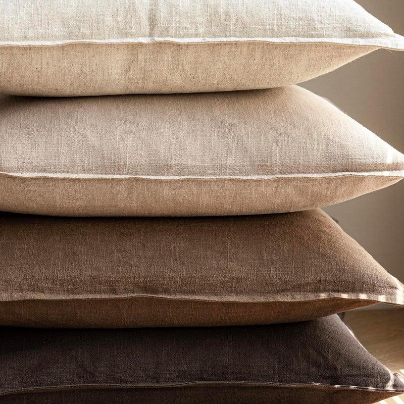 Foindtower Pack of 2, Decorative Linen Soild Throw Pillow Covers Soft Accent Cushion Case Boho Farmhouse Neutral Pillowcase for Couch Sofa Bedroom Living Room Home Decor 20 x 20 Inch Reddish Brown - Image 5