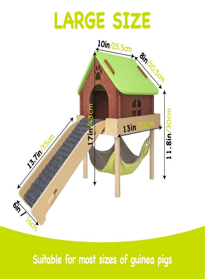BESNEW 3 in 1 Enlarged Guinea Pig Hammock,Wooden Guinea Pig Hideout with House & Platform & Stairs Small Animal Toys for Hiding Sleeping Activities - Image 4