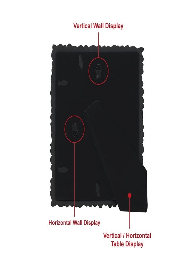 لورا أشلي إطار صور من الراتنج الأسود المزخرف بنقوش زهور، مقاس 5x7 من لورا آشلي، مصنوع يدويًا، مع حامل وخطاف للعرض على الطاولة أو الحائط، تصميم زهري زخرفي، ديكور منزلي، معرض صور، فن (5x7، أسود) - Image 3