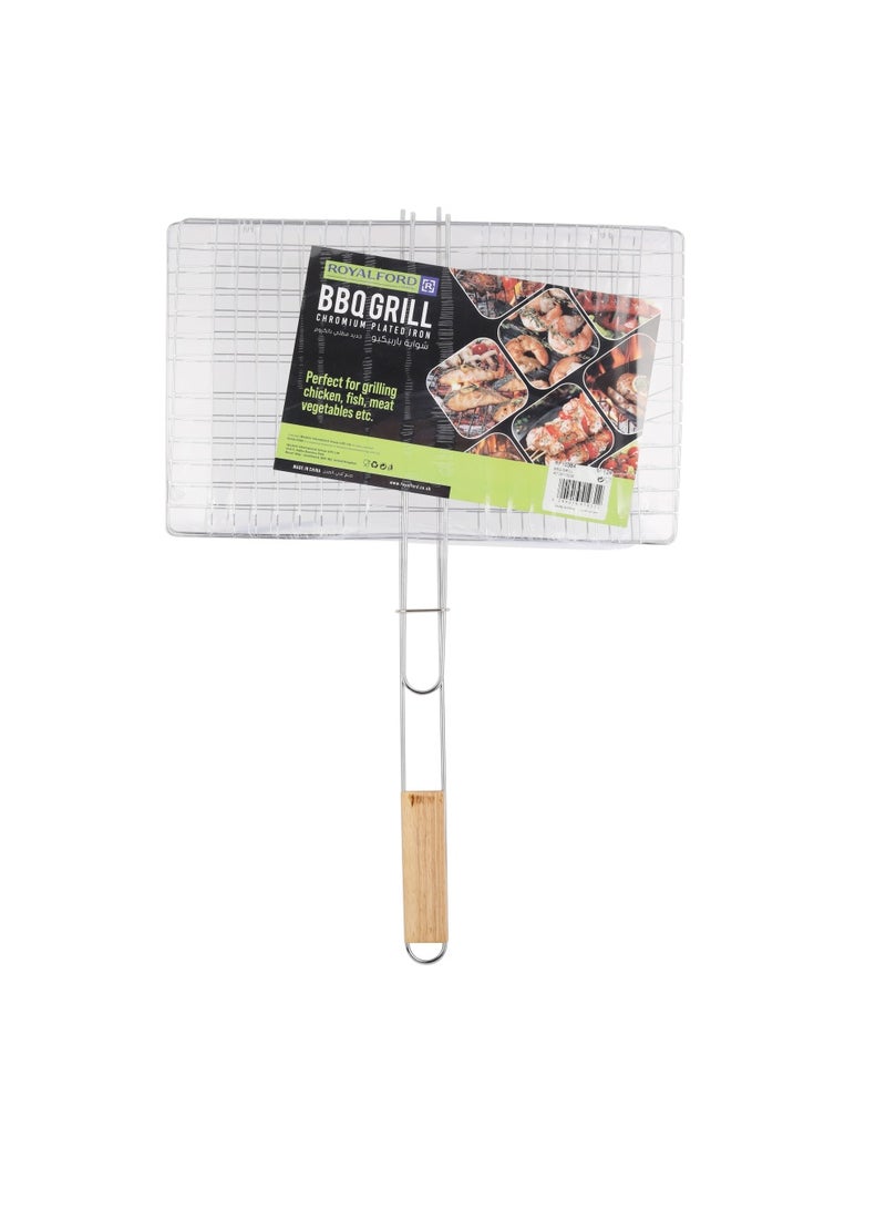 Royalford Bbq Grill Chromium Plated Iron 40X26X60Cm Multicolor Silver/Red 40x26x60cm - Image 1