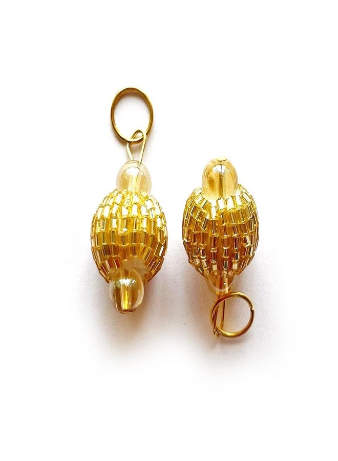 Adikala Pack of 10/20 Cutdana Beads Fancy DesignerMulti-Purpose Women's Ethnic Wear Hanging Latkan Brooch Tassels for Blouse, Lehenga, Suit & Dupatta Embellishment & Decoration (10, Golden) - Image 3