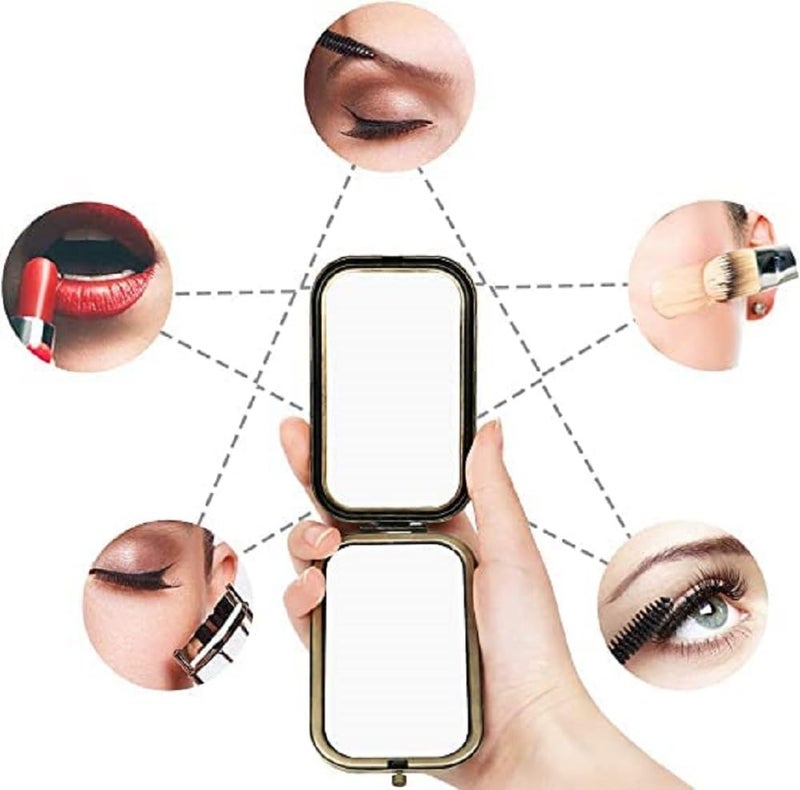 Sugalsu Peacock Makeup Mirror Double Sided Makeup Mirror Small Makeup Mirror for Women Girls Retro Makeup Mirror Double Sided Hand Mirror Portable Metal Mirror TravelPack of 2 - Image 3