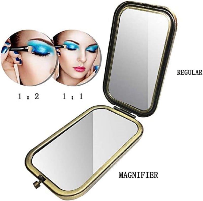 Sugalsu Peacock Makeup Mirror Double Sided Makeup Mirror Small Makeup Mirror for Women Girls Retro Makeup Mirror Double Sided Hand Mirror Portable Metal Mirror TravelPack of 2 - Image 5