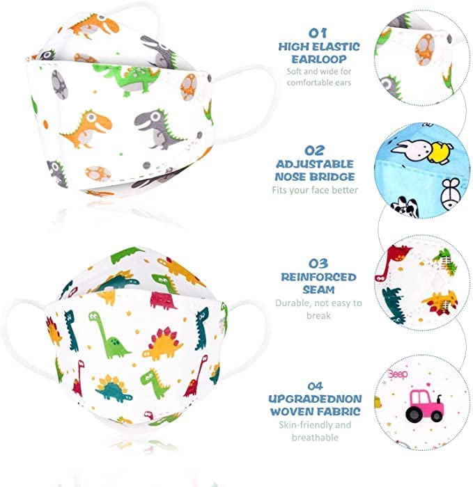 Moppets KF94 Disposable Fish Mouth Type Child Safety Four-Layer Protective Mask- (3-12 years) (KIDS_2-8 Yrs, 20) - Image 3