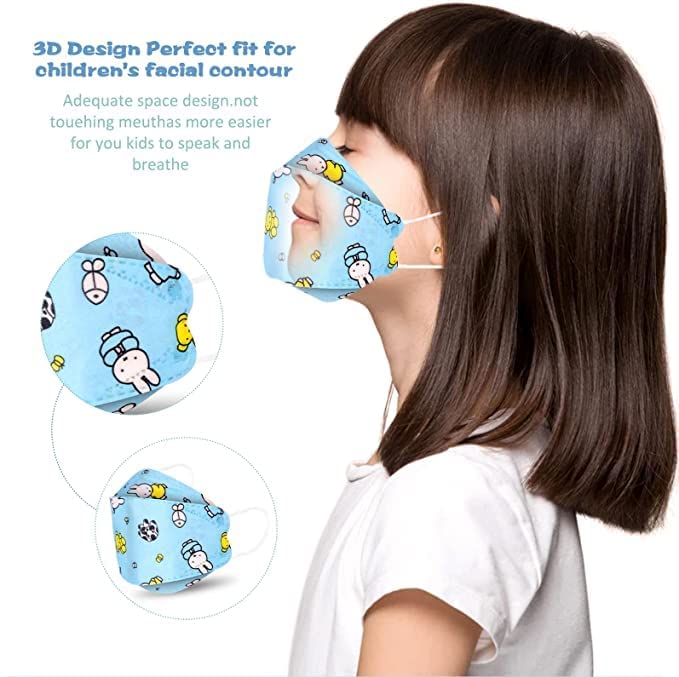 Moppets KF94 Disposable Fish Mouth Type Child Safety Four-Layer Protective Mask- (3-12 years) (KIDS_2-8 Yrs, 20) - Image 2