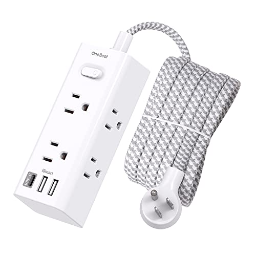 One Beat 10 Ft Power Strip Surge Protector - One Beat 10ft Extension Cord with 6 Widely Outlets 3 USB Ports (1 USB C), Wall Mount Outlet Extender, Flat Plug Power Strip for Travel Home Office College Dorm Room - Image 1