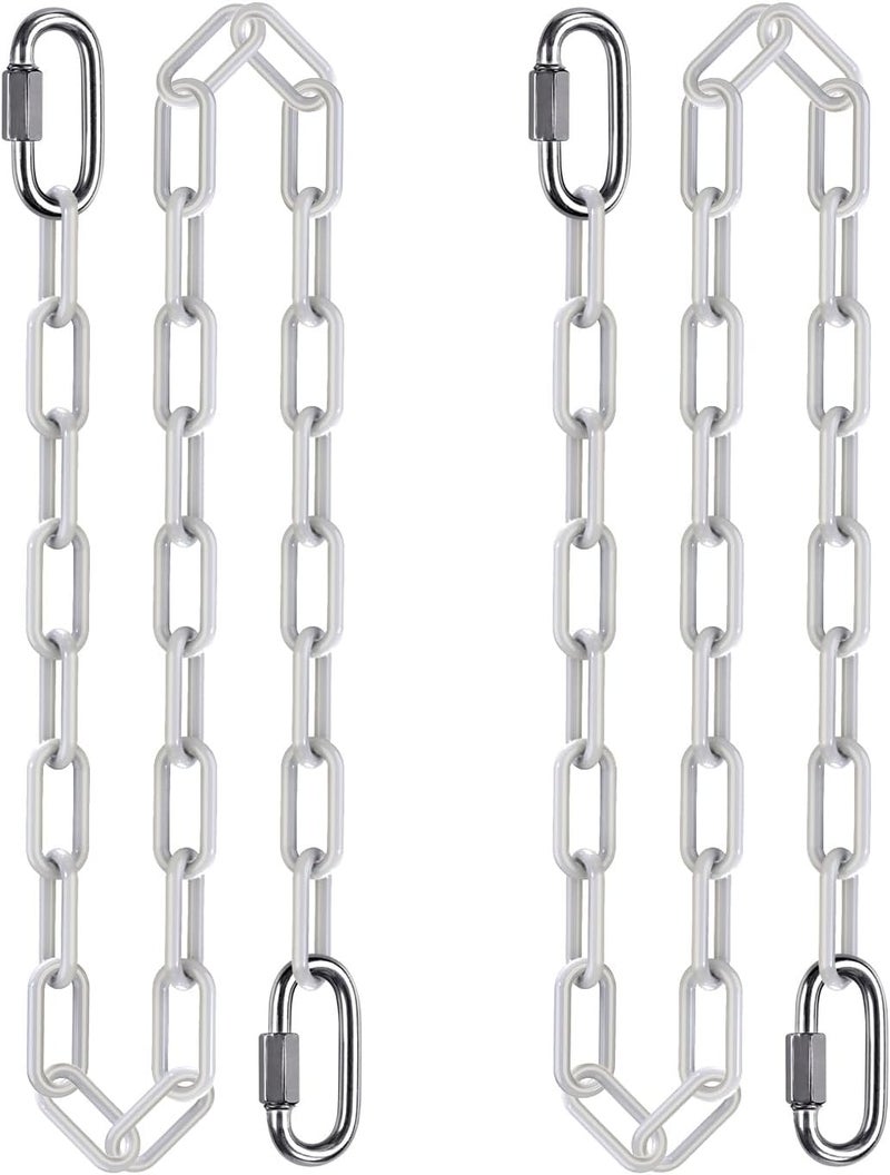 BeneLabel 2Pcs 60" Heavy Duty Swing Chain with Carabiners Hanging Chains with Hooks 1000 LBs Capacity Porch Swing Chains White Coated Chain for Hanging Chair, Hammock Chairs, Egg Chairs, Heavy Bags - Image 1