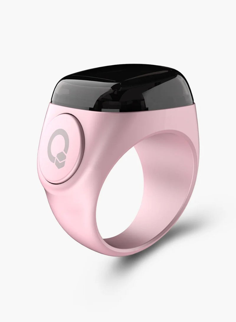 iQIBLA Smart Tasbih Zikr Ring Wide Display 1.5CM Powerful Battery Backup Upto 7 Days OLED Display Noor Smart Ring App Operated Tasbih Counter Prayer Reminder Technology Plastic 5 Prayer Time Reminders iQibla Smart Zikr Ring 18MM Pink - Image 1