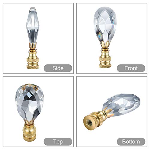 Canomo 2 Packs Teardrop Clear Crystal Lamp Finial Lamp Decoration for Lamp Shade with Polished Brass Base, Clear, 2-3/4 Inches - Image 4