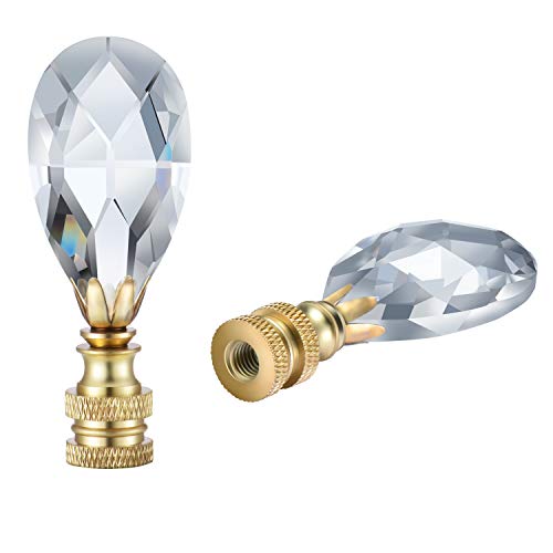 Canomo 2 Packs Teardrop Clear Crystal Lamp Finial Lamp Decoration for Lamp Shade with Polished Brass Base, Clear, 2-3/4 Inches - Image 5