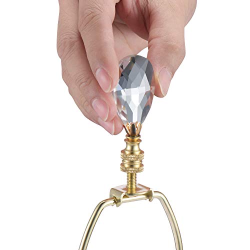 Canomo 2 Packs Teardrop Clear Crystal Lamp Finial Lamp Decoration for Lamp Shade with Polished Brass Base, Clear, 2-3/4 Inches - Image 3