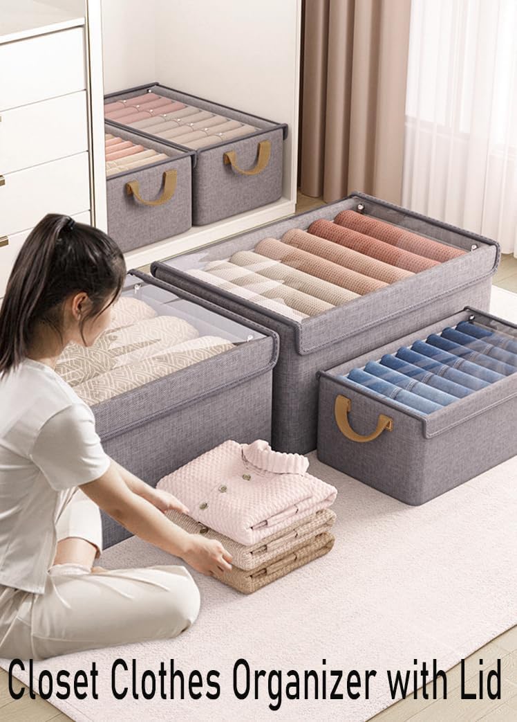Deoxys Deoxys Clothes Storage Box Home Wardrobe Storage Box with Lid Drawer Type Folding Clothes Storage Box - Image 2