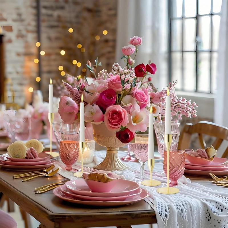 ECHFSM Gold Taper Candle Holders for Wedding Table Centerpiece,Tall Taper Candlestick Holders Bulk Set of 15,Metal Candle Stick Holder for Table or Mantel Centerpiece,Dinning,Festival,Party Home Decor - Image 5