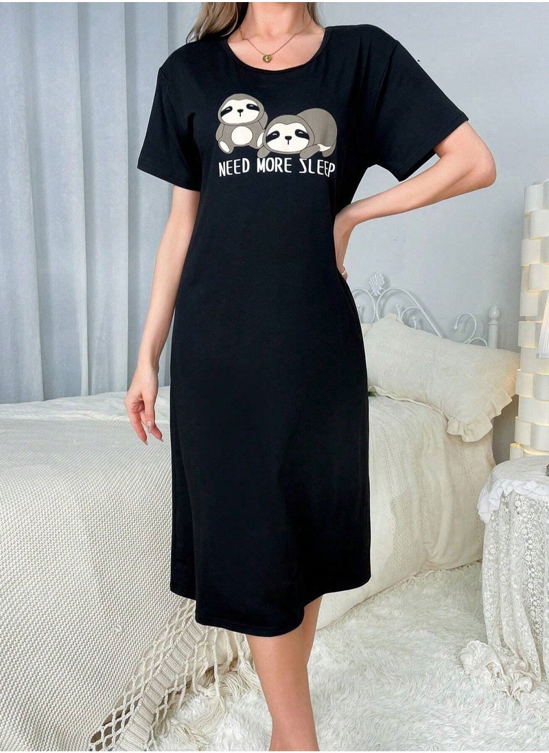 Mesery Mesery Sleepshirt Cotton Half Sleeves Printed  - Image 1