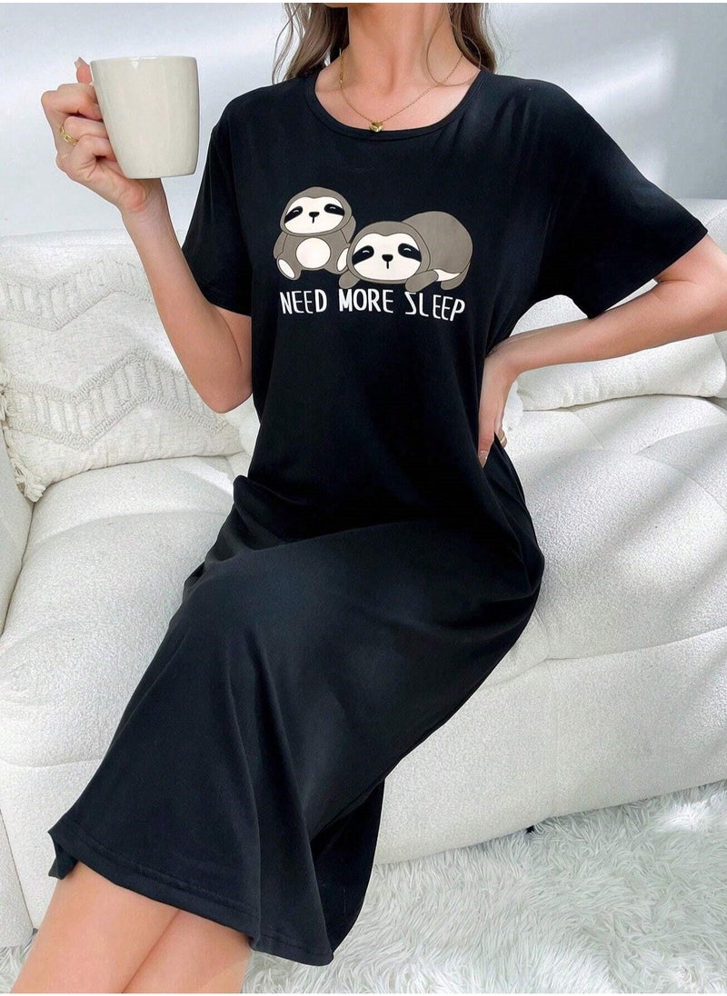 Mesery Mesery Sleepshirt Cotton Half Sleeves Printed  - Image 4