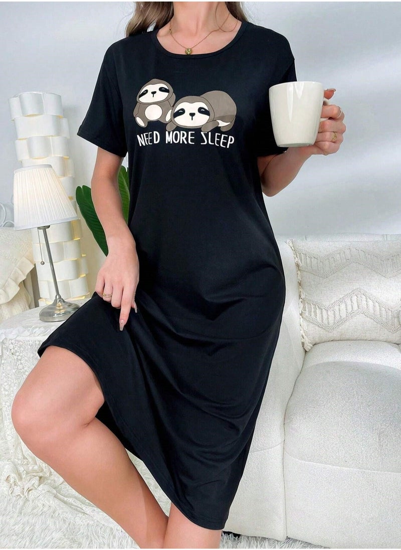 Mesery Mesery Sleepshirt Cotton Half Sleeves Printed  - Image 2