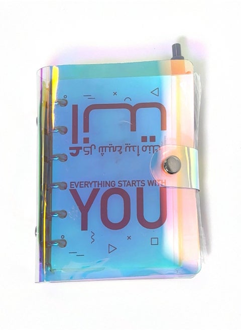 All-in-One A7 Pocket Notebook Binder – Refillable 6-Ring PVC Cover with 120 Blank Pages, Pen with Massage Ball, Ruler, Dividers, Stickers & Tabs – Ideal for Journaling, Planning & Travel